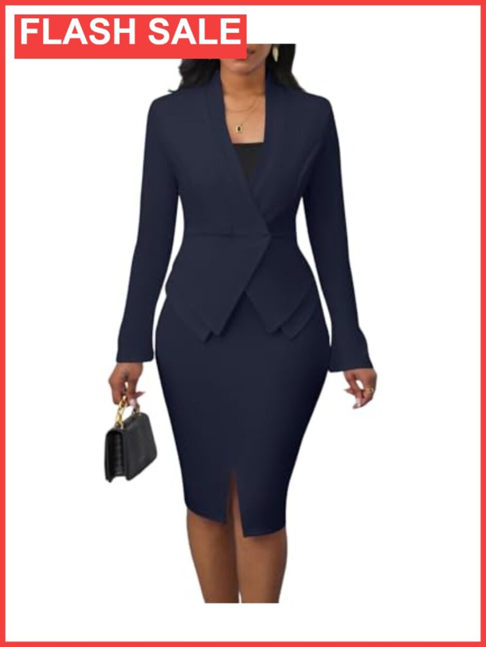 Women's 2 Piece Skirt Suit Set Stretchy Business Work Outfit